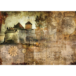 Hilltop Castle - A1 Decoupage Paper