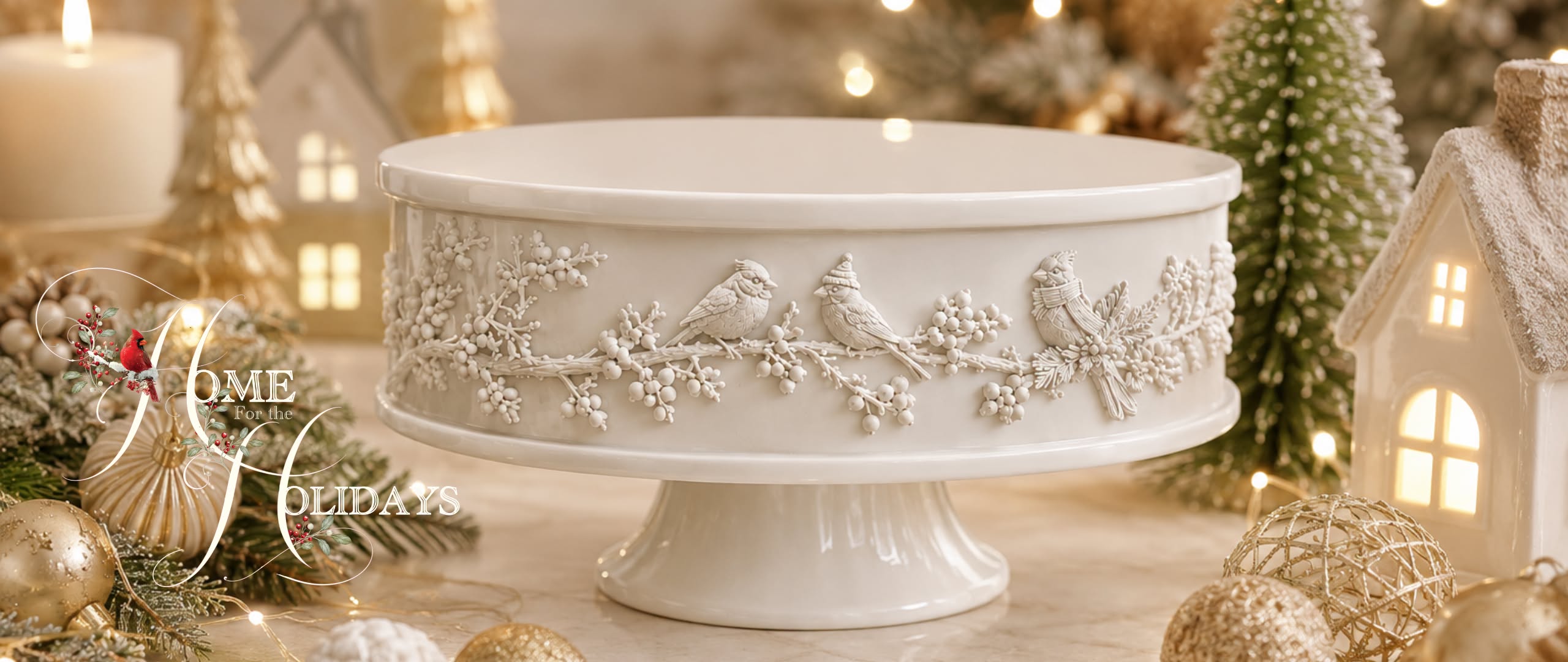 Home for the Holidays — ivory bird pedestal by Redesign with Prima