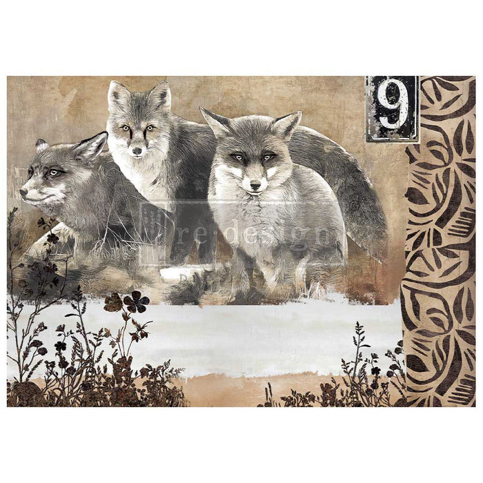 Calm Foxes - A1 Decoupage Pape - Fiber Paper