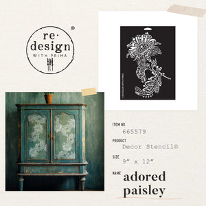 Adored Paisley - Decor Stencil - Redesign with Prima