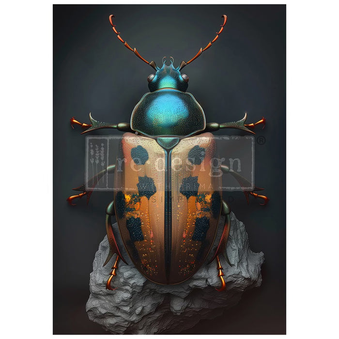 Brass Scarab - A1 Decoupage Paper - Fiber Paper