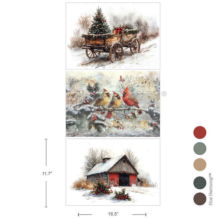Christmas in the Countryside - A3 Decoupage Fiber Pack