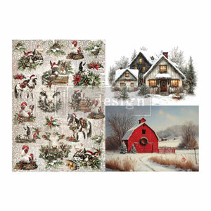 Cozy Country Christmas - A3 Decoupage Fiber Pack