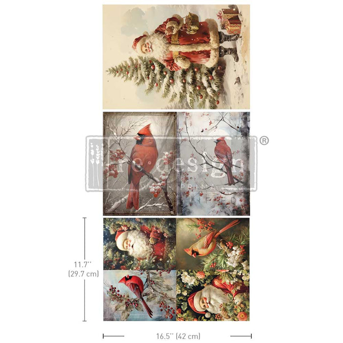 Festive Cardinal - A3 Decoupage Paper Pack