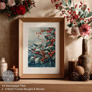 Frosted Boughs & Berries - A4 Decoupage Paper
