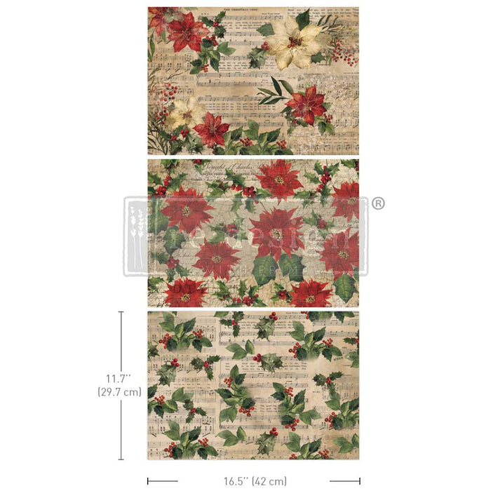 Poinsettia Splendor - A3 Decoupage Paper Pack