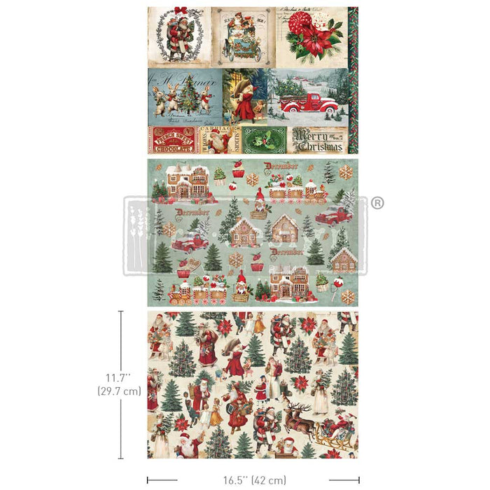 Santaland Sparkle - A3 Decoupage Paper Pack