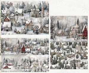 Silent Night Snow Village - A3 Decoupage Paper Pack