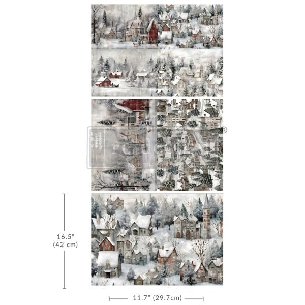 Silent Night Snow Village - A3 Decoupage Paper Pack