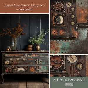 Aged Machinery Elegance | A1 Decoupage Fiber Paper - image 3
