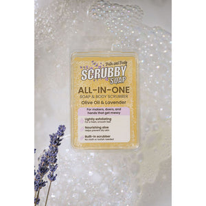 Dixie Belle Scrubby Soap Olive Oil and Lavender styled