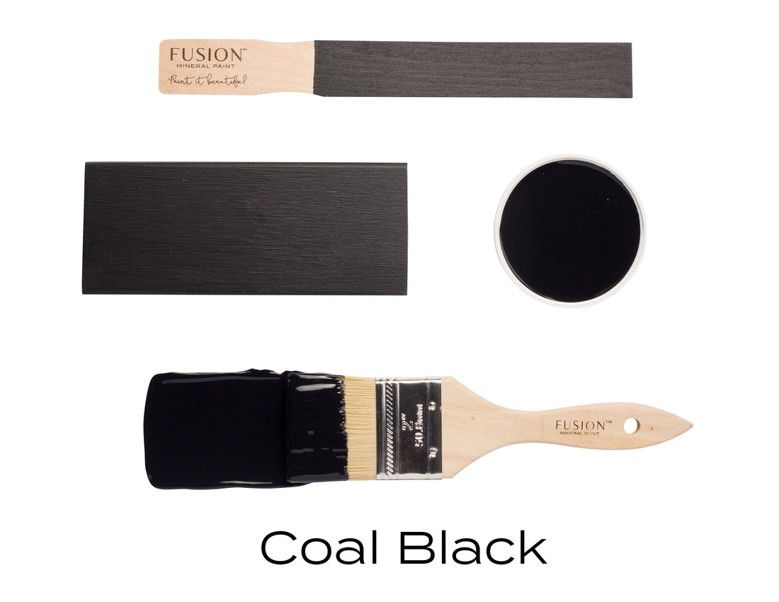 Coal Black Fusion Mineral Paint - Matte Finish Furniture Paint - Pint Size