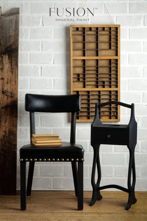 Coal Black Fusion Mineral Paint - Matte Finish Furniture Paint - Pint Size