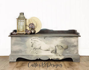 White Horses A1 Decoupage Paper - MINT by Michelle Furniture Decoupage