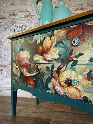 Wave of Florals A1 Decoupage Paper - MINT by Michelle Furniture Decoupage
