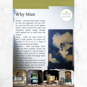 The Stop Furniture Decoupage Paper - MINT by Michelle Large A1 Sheet - Vintage Car