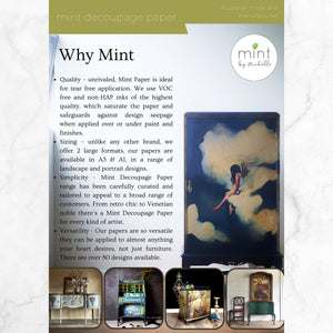Raven Furniture Decoupage Paper - MINT by Michelle Large A1 Sheet