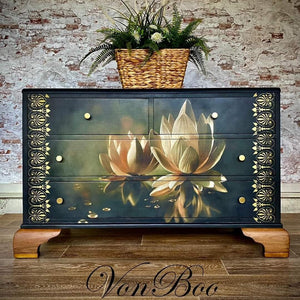 Water Lily A1 Decoupage Paper, MINT by Michelle Furniture Decoupage