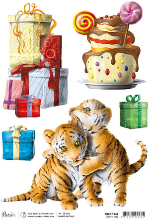 Party Time Rice Paper A4 - Ciao Bella Scrapbooking Paper