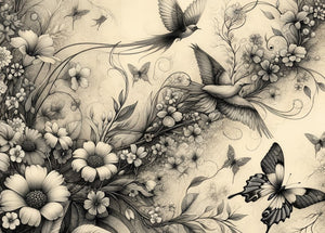 Botanicals in Black & White Furniture Decoupage Paper - MINT by Michelle Large A1 Sheet