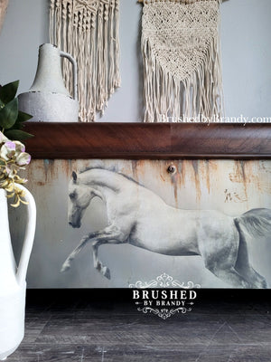 White Horses A1 Decoupage Paper - MINT by Michelle Furniture Decoupage