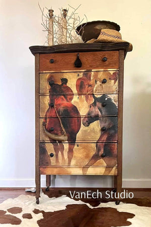 Herd of Horses Furniture Decoupage Paper - MINT by Michelle Decoupage