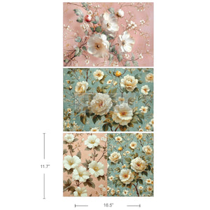 Pure Petal Elegance Floral Decoupage Paper Set - Redesign with Prima A3 Fiber Sheets