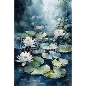 Blue Waterlilies Furniture Decoupage, Whimsykel Designs Tissue Paper