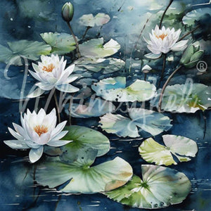Blue Waterlilies Furniture Decoupage, Whimsykel Designs Tissue Paper