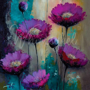 Purple Poppies Furniture Decoupage Paper - Whimsykel Designs - Plum Florals