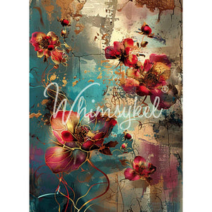 Patina Petals Floral Furniture Decoupage Paper, Whimsykel Designs Tissue Sheet (21x29 inches)