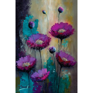 Purple Poppies Furniture Decoupage Paper - Whimsykel Designs - Plum Florals
