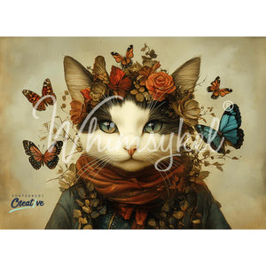 Butterfly Whisperer Cat Furniture Decoupage - Whimsykel Designs Tissue Paper