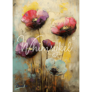 Painted Poppies Furniture Decoupage Paper - Whimsykel Designs Tissue Sheet