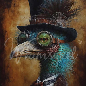 Cogsworth Furniture Decoupage, Whimsykel Designs Tissue Paper, Steampunk Ostrich with Tophat