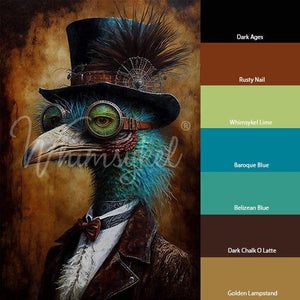 Cogsworth Furniture Decoupage, Whimsykel Designs Tissue Paper, Steampunk Ostrich with Tophat