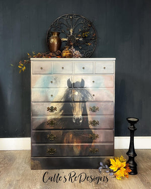 Heart Horse Furniture Decoupage - Whimsykel Designs Tissue Paper - Farmhouse Decor