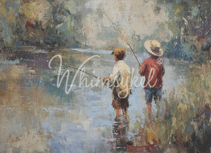 Just Fishing Furniture Decoupage Paper - Whimsykel Designs Tissue Sheet