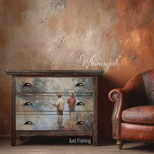 Just Fishing Furniture Decoupage Paper - Whimsykel Designs Tissue Sheet