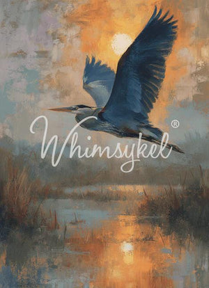 Wings of Dawn Decoupage Paper, Whimsykel Designs Tissue Paper - Heron Flying