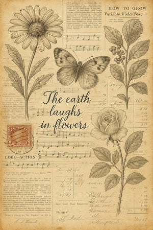 Botanical Illustration A1 Decoupage Paper - MINT by Michelle Furniture Decoupage