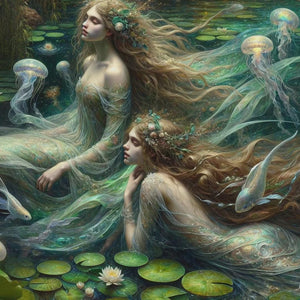 Song of the Water Spirits Decoupage Paper - MINT by Michelle Large A1 Sheet