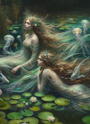 Song of the Water Spirits Decoupage Paper - MINT by Michelle Large A1 Sheet