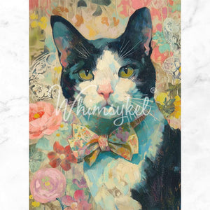 Tuxedo Cat Furniture Decoupage - Whimsykel Designs Tissue Paper - Everyday Companion Collection