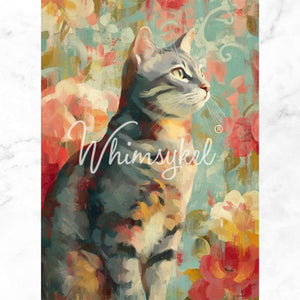 Gray Tabby Cat Furniture Decoupage - Whimsykel Designs Tissue Paper - Everyday Companions