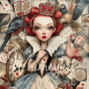 Queen of Hearts Furniture Decoupage - Whimsykel Designs Tissue Paper - Alice in Wonderland