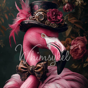Pink Flamingear Furniture Decoupage - Whimsykel Designs Tissue Paper - Steampunk Flamingo
