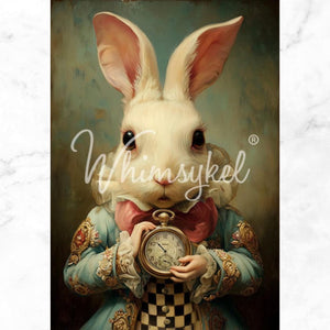 Important Date Furniture Decoupage - Whimsykel Designs Tissue Paper - Whimsical White Rabbit