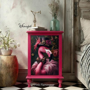 Pink Flamingear Furniture Decoupage - Whimsykel Designs Tissue Paper - Steampunk Flamingo