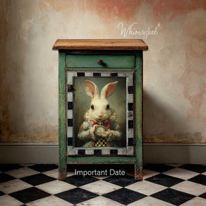 Important Date Furniture Decoupage - Whimsykel Designs Tissue Paper - Whimsical White Rabbit